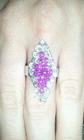 Bague en perles blanche et violette